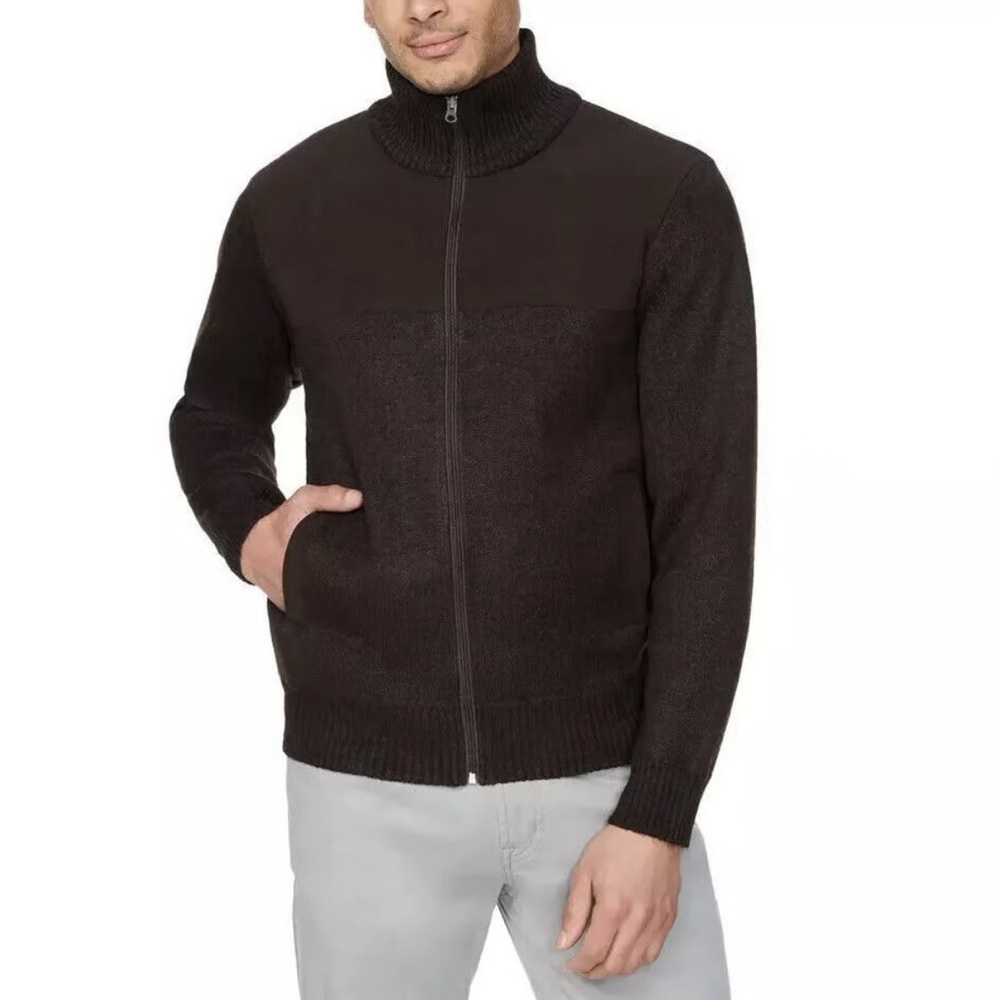 IZOD Chocolate Brown Full-Zip Sweater Jacket